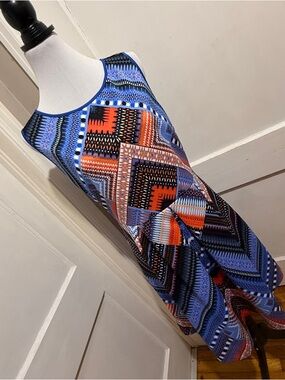 Liz Claiborne Blue and Purple Patterned Dress